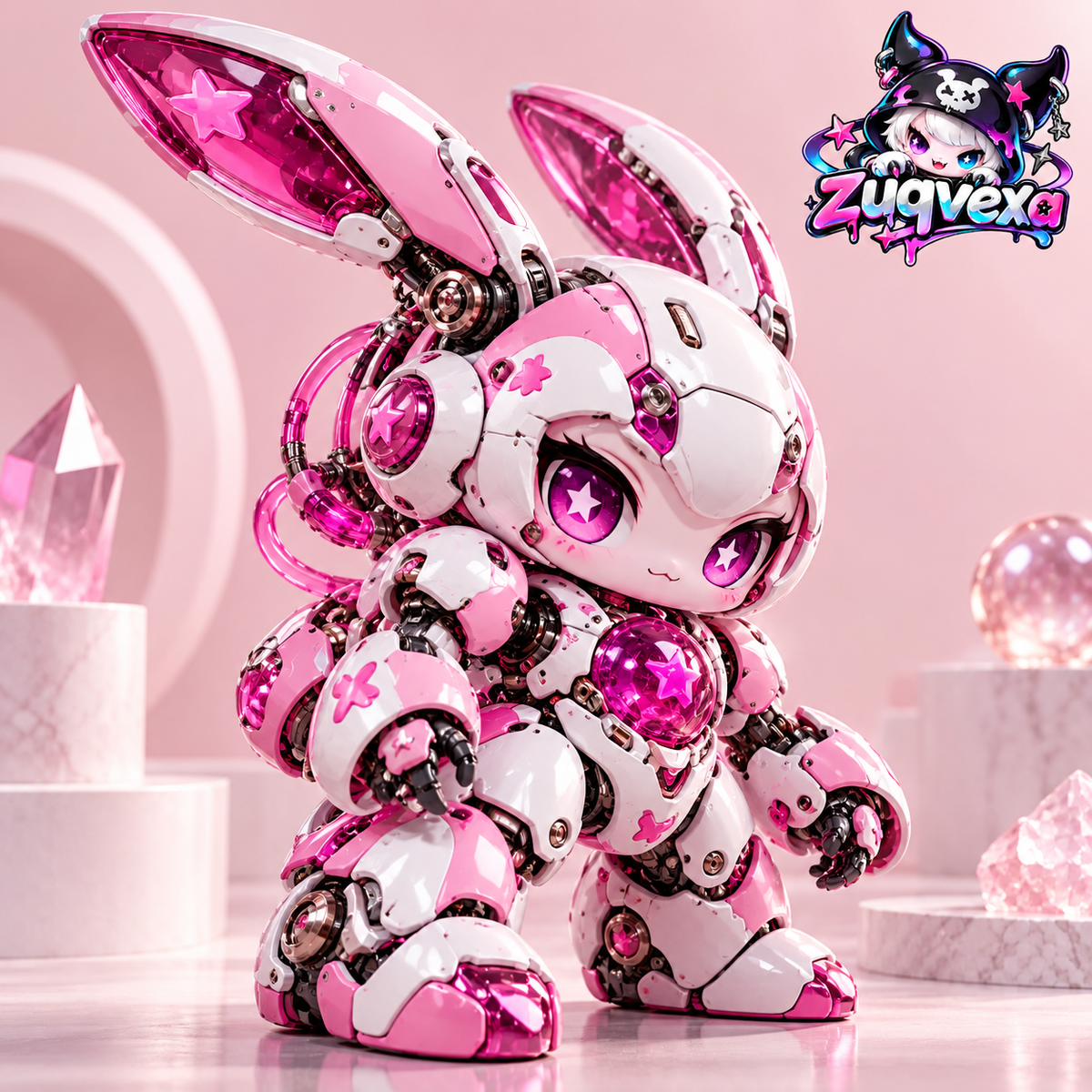 Pink Mecha Bunny Figure