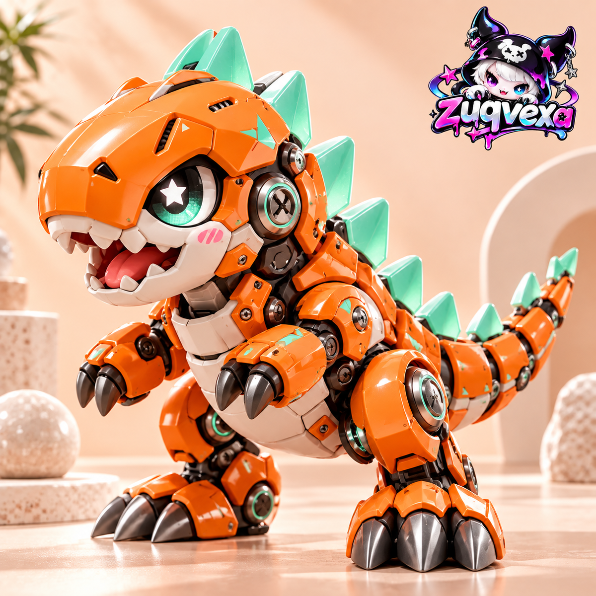 Orange Mecha Dino Figure