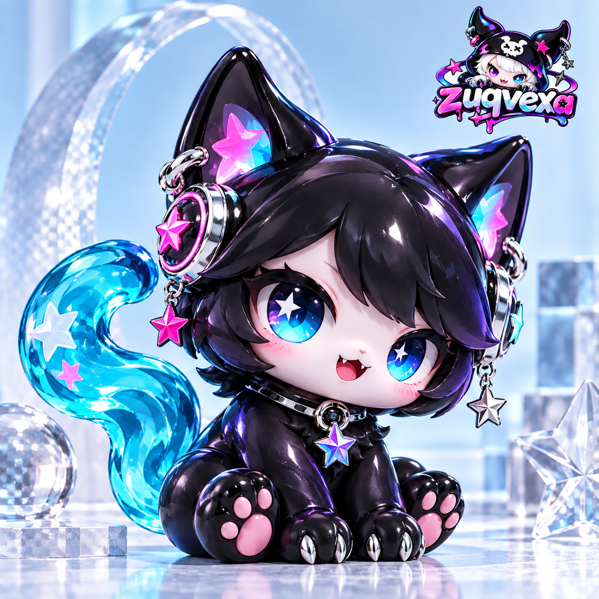Blue Comet Cat Figure