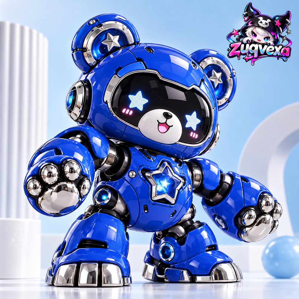 Cobalt Mecha Bear Figure