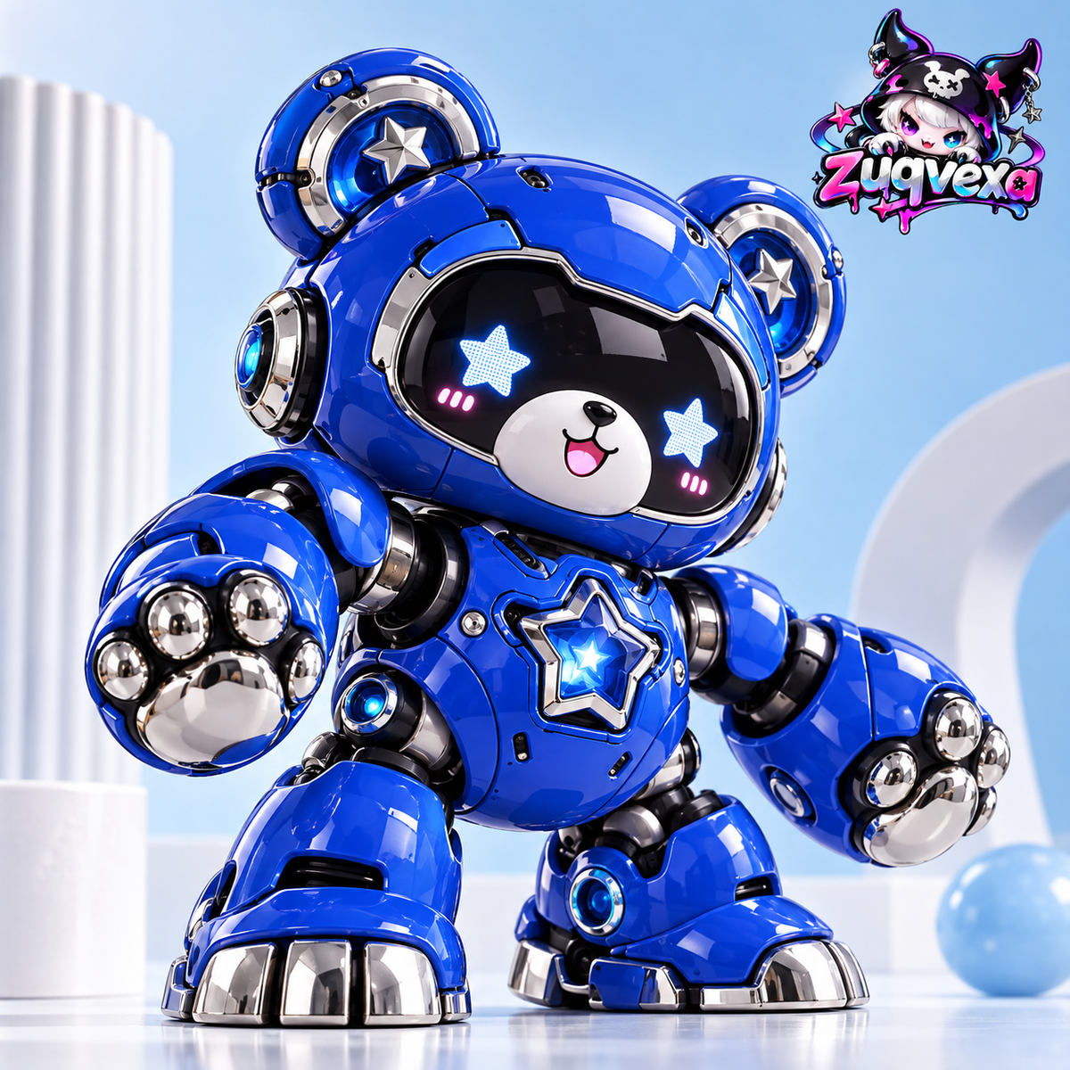 Cobalt Mecha Bear Figure