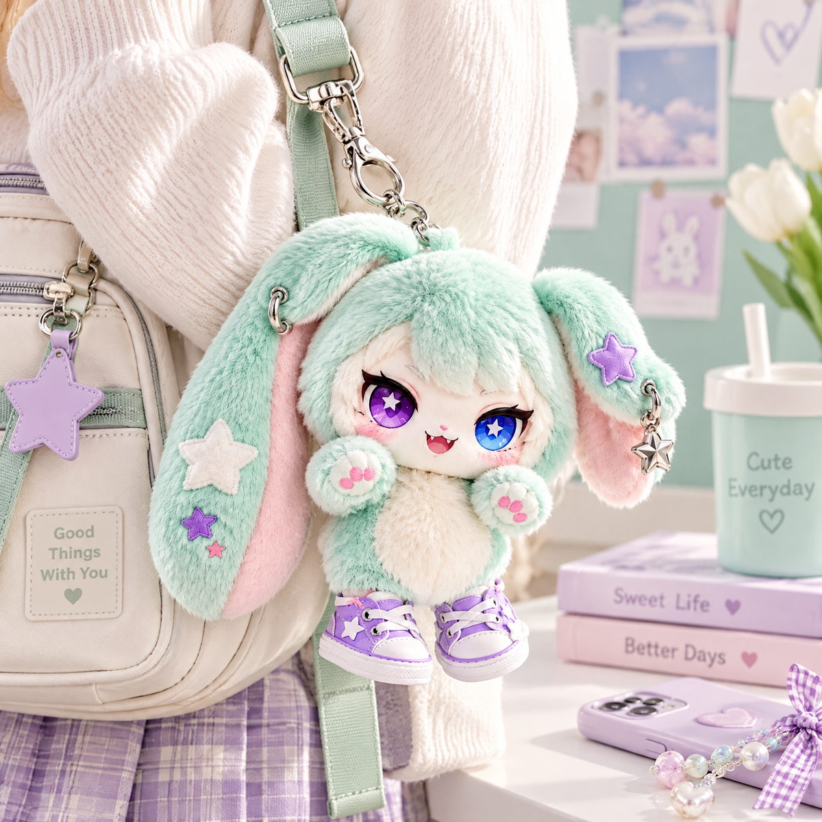 Mint Bunny Sneaker Bag Charm