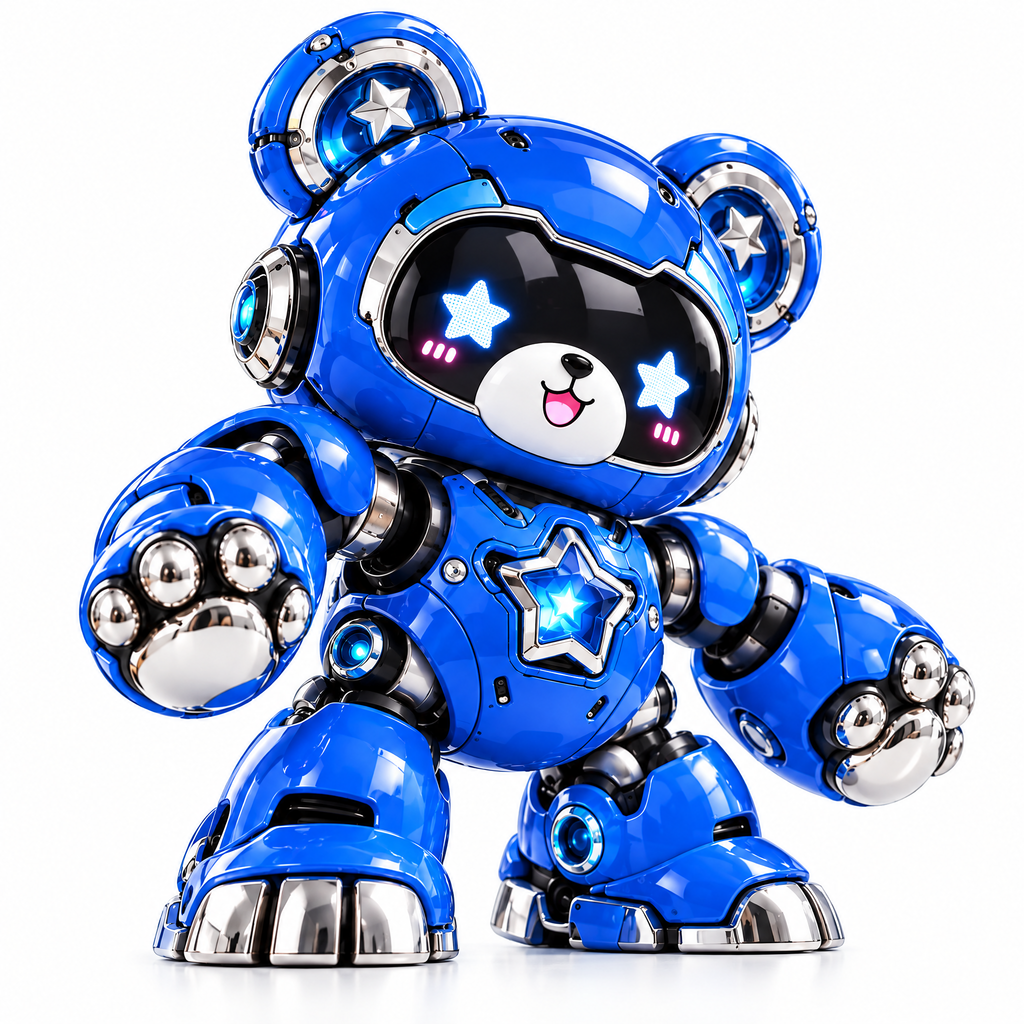 Cobalt Mecha Bear Figure