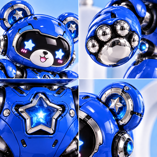 Cobalt Mecha Bear Figure