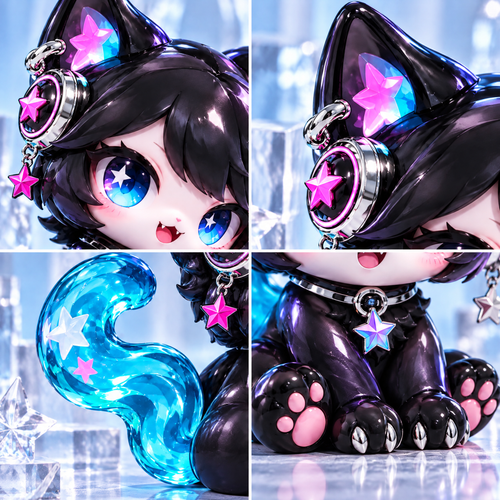 Blue Comet Cat Figure