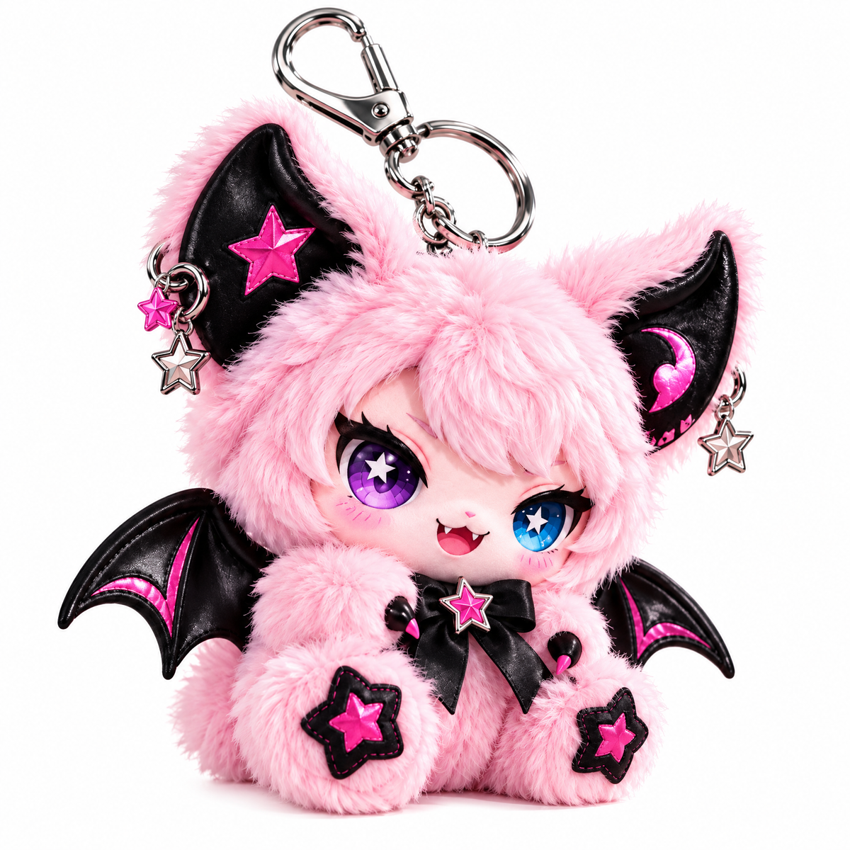 Pink Bat Plush Bag Charm
