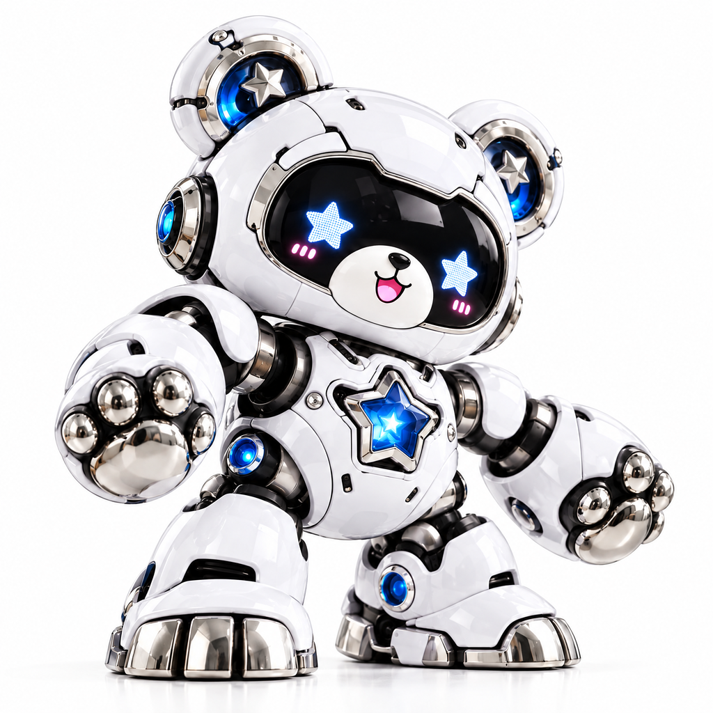Cobalt Mecha Bear Figure