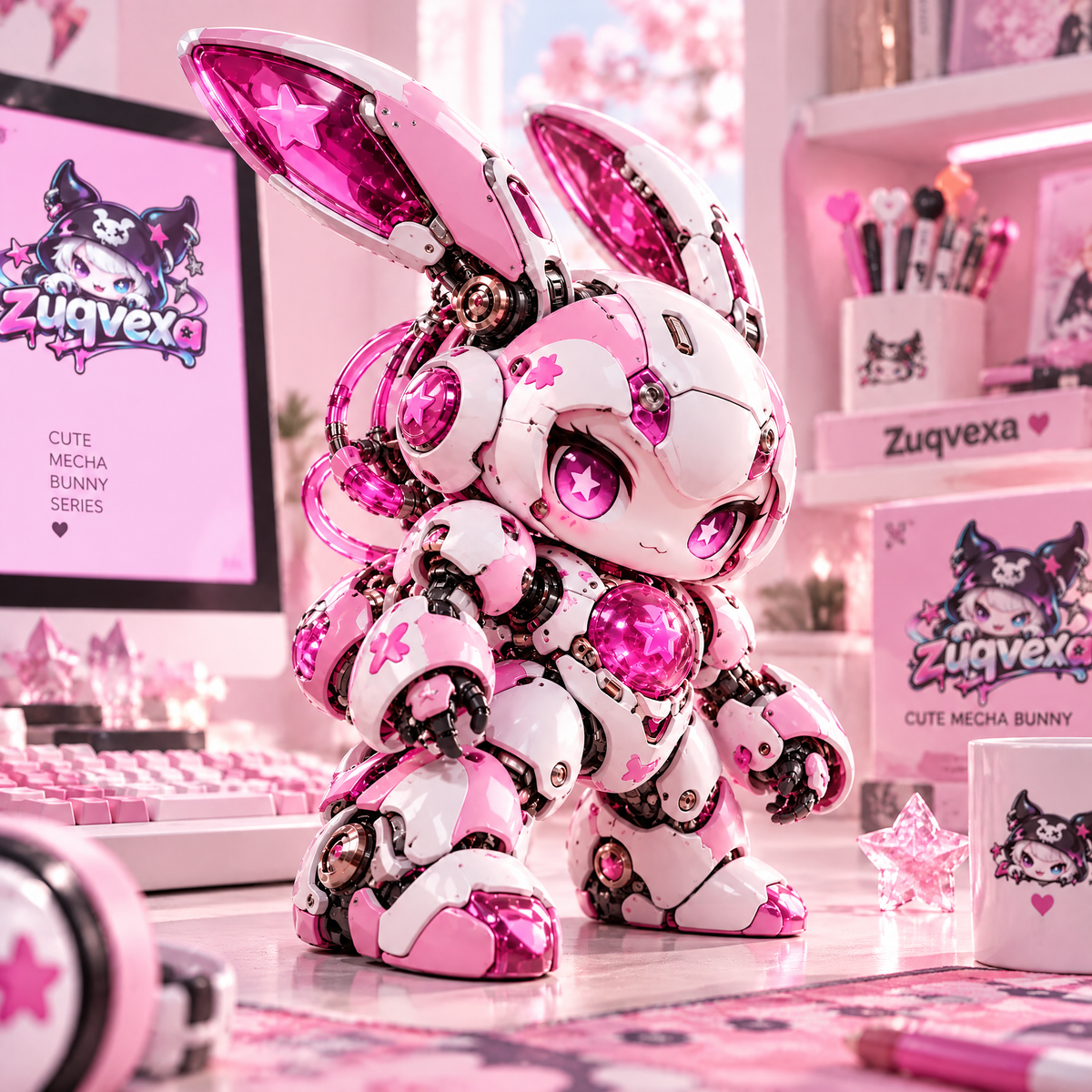 Pink Mecha Bunny Figure